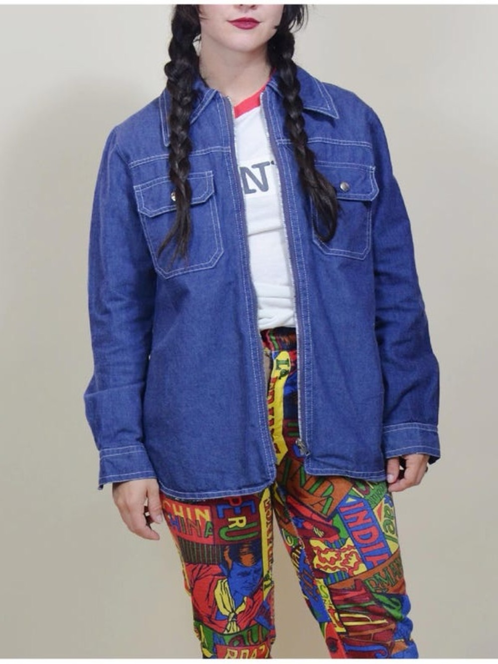 1960s vintage zipper front denim jacket